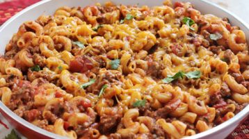 chili mac recipe in a bowl