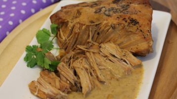 Crockpot Pork Roast with Mustard Cream Sauce