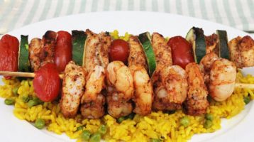 shrimp and chicken kabobs