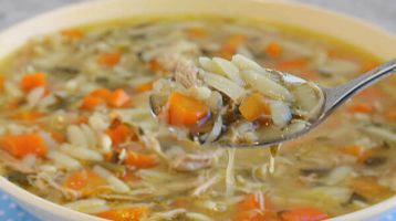 Lemon Chicken Orzo Soup in the Crockpot