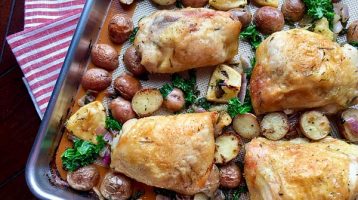 Sheet Pan Roasted Chicken with Potatoes and Kale